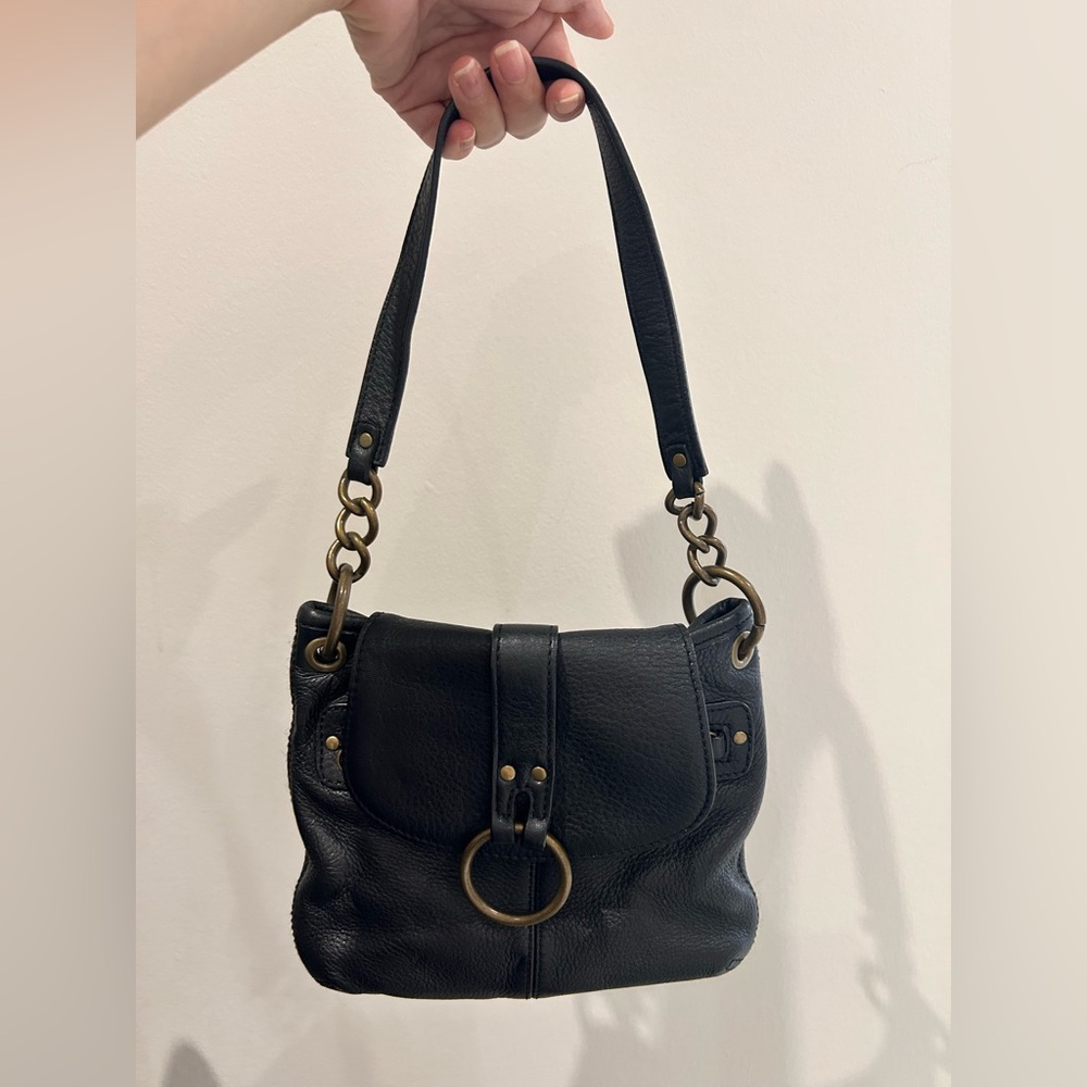 Rare vintage Y2K-era Danier genuine pebbled leather mini Boho shoulder bag